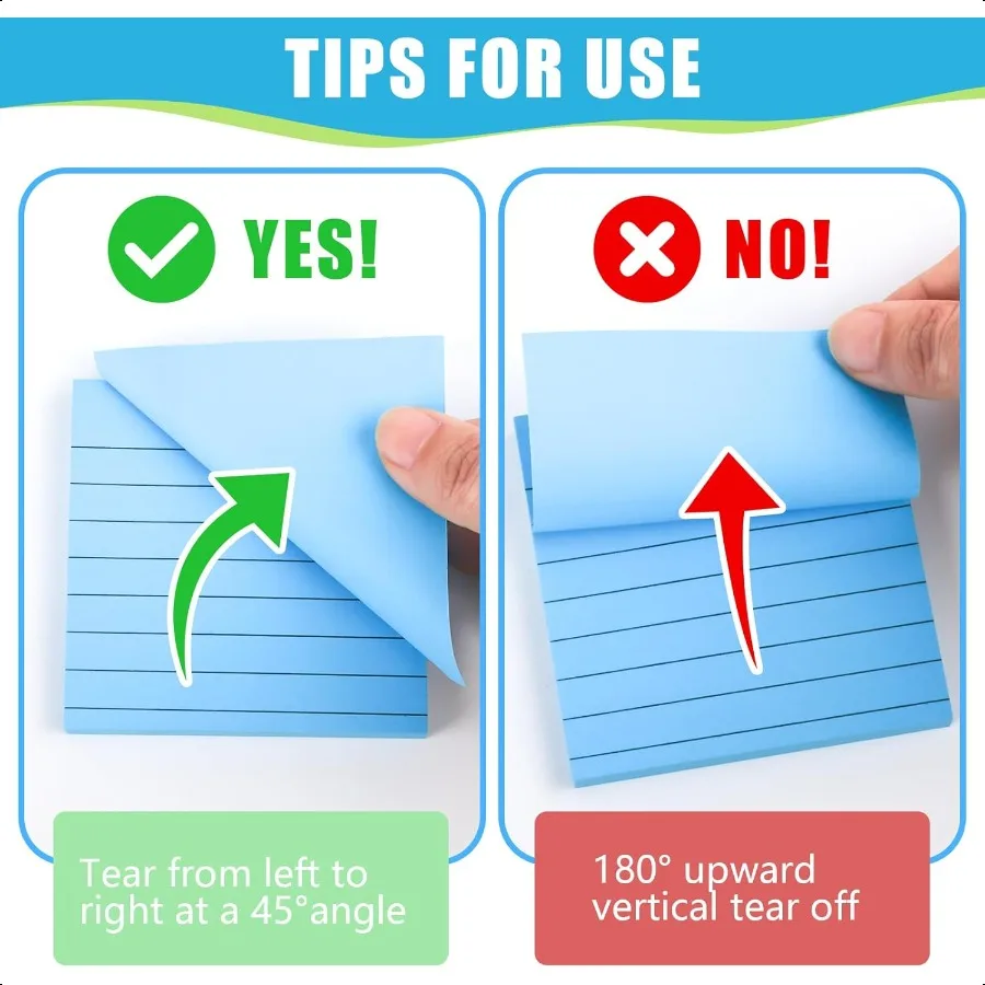 30 Pads Lined Sticky Notes Sticky Note Pads 3x3 inches 10 Bright Color Sticky Notes with Lines SelfStick Note Pads Perfect for