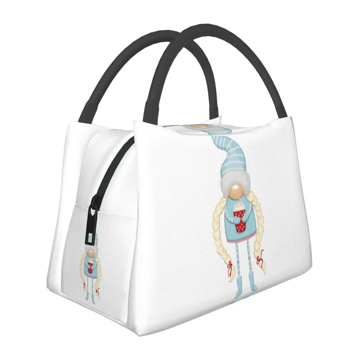 Christmas Gnome With Coffee Insulated Lunch Bag for School Picnic Storage Food Boxes Portable Container Cooler Thermal Lunch Box