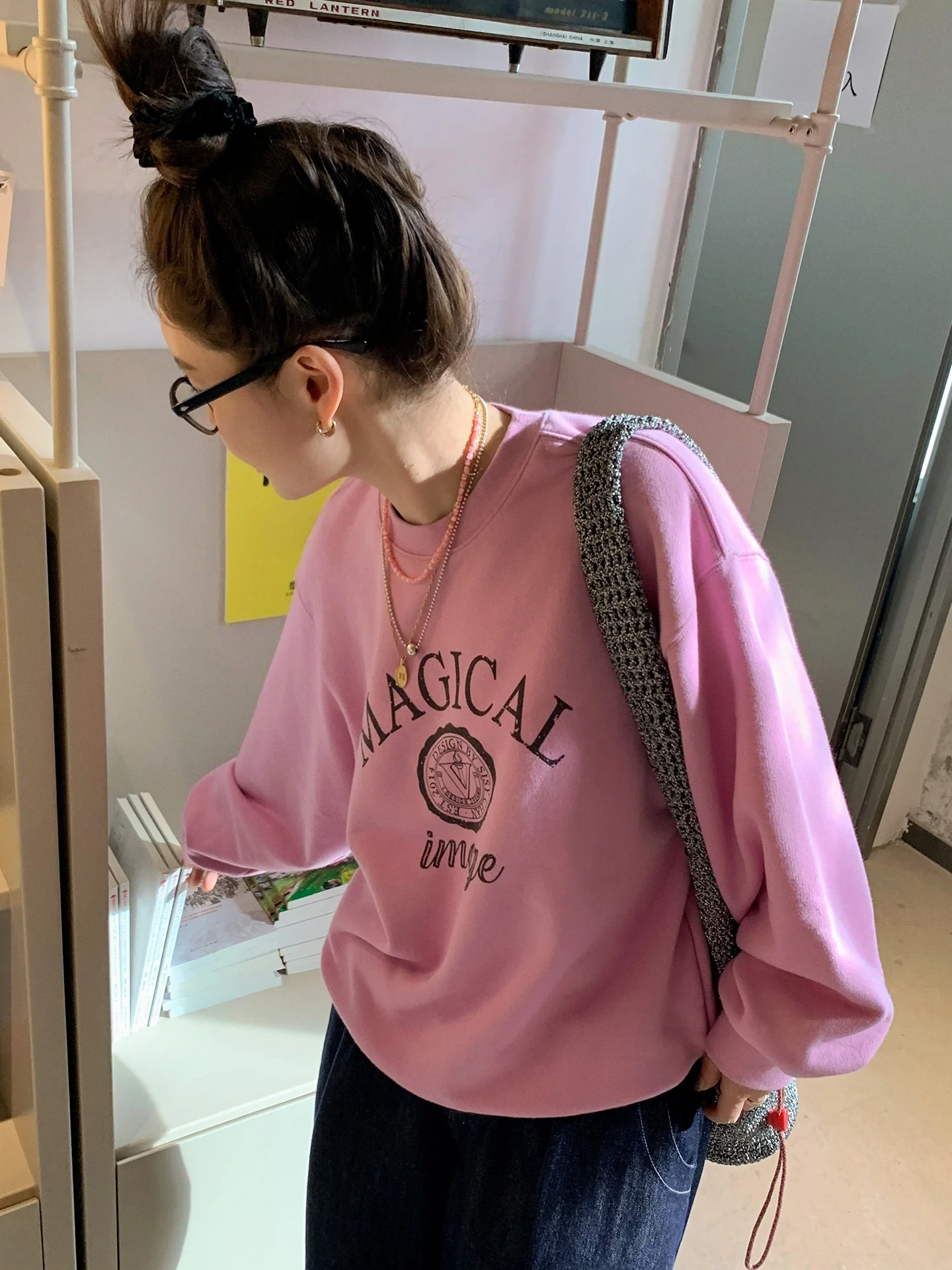 Libelina Sisy Women's Oversized Long Sleeve Sweatshirt Crew Neck Cotton Casual American Letter Print Summer New Arrival