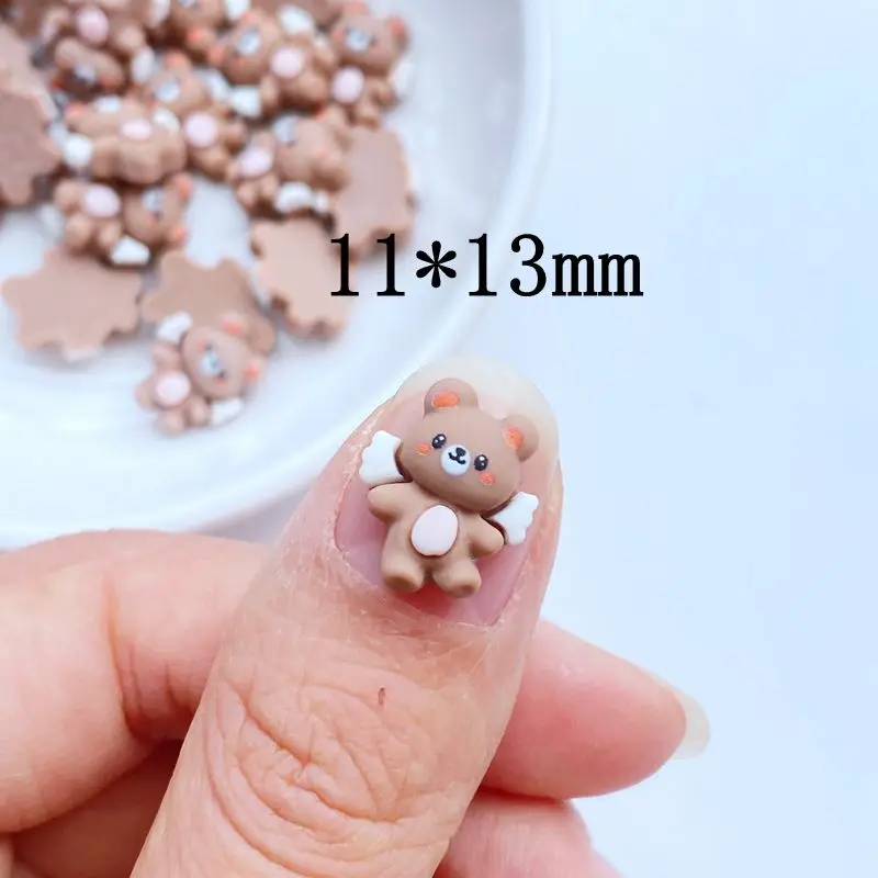 30pcs 3D Resin Nail Charms Cartoon animal Little Flying Bear Star Nail Parts Accessories Kawaii DIY Nail Art Decoration