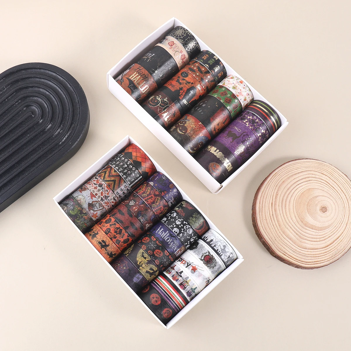 16ロール/24ロール、クリエイティブなハロウィーンパターンと和紙テープ、DIYクラフト、ギフトボックスの装飾に最適、トレンディで人気があります。