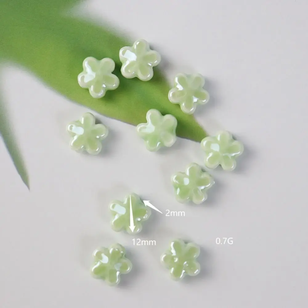 10 Stück handgefertigte, fünfblättrige Blumenperlen in frischen Farben, Keramik-Abstandshalter, lose Perlen, DIY-Zubehör für Halsketten und Ohrringe – Detail 4