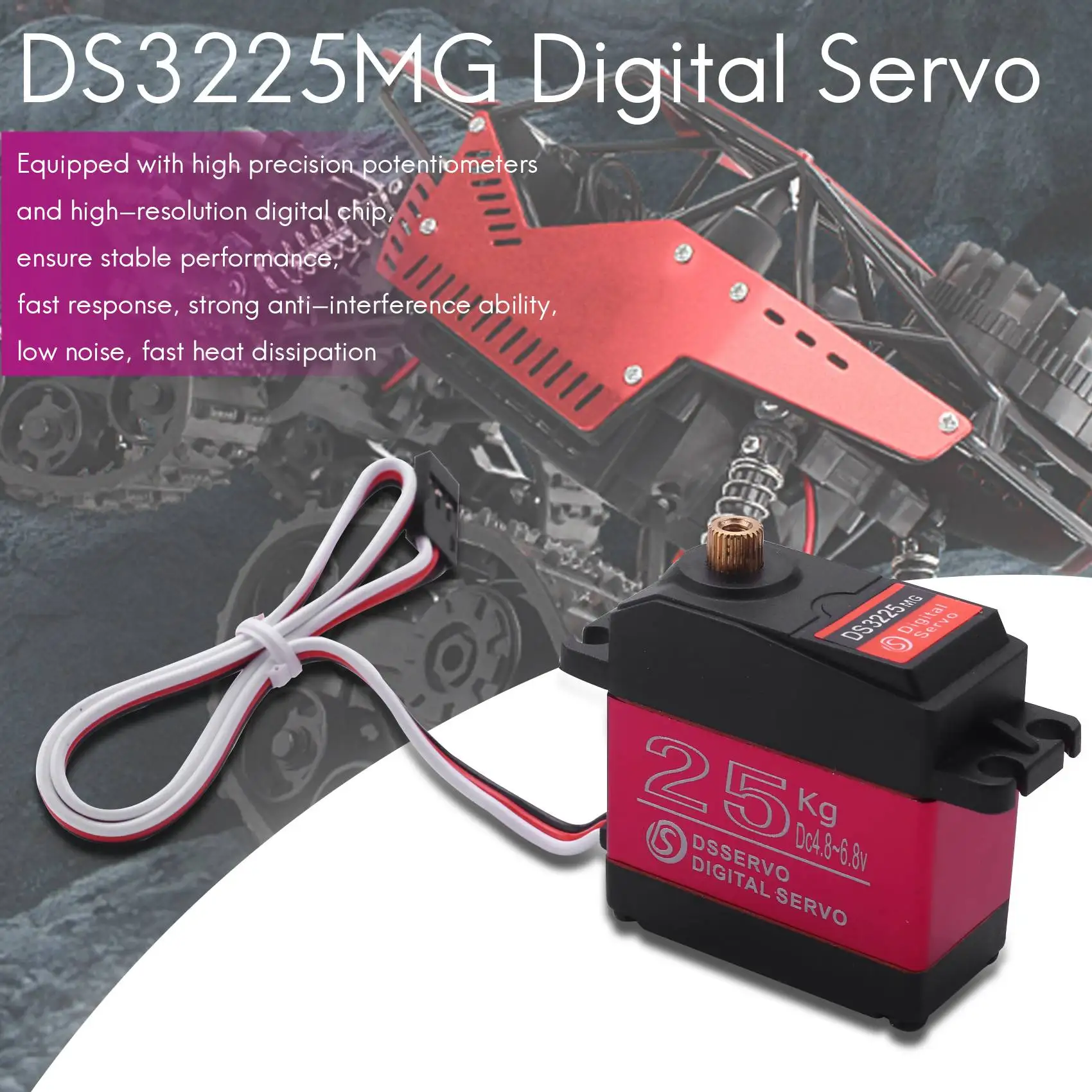 25KG Digital Servo Full Metal Gear High Torque Waterproof for RC Car Crawler Robot Control Angle 270°