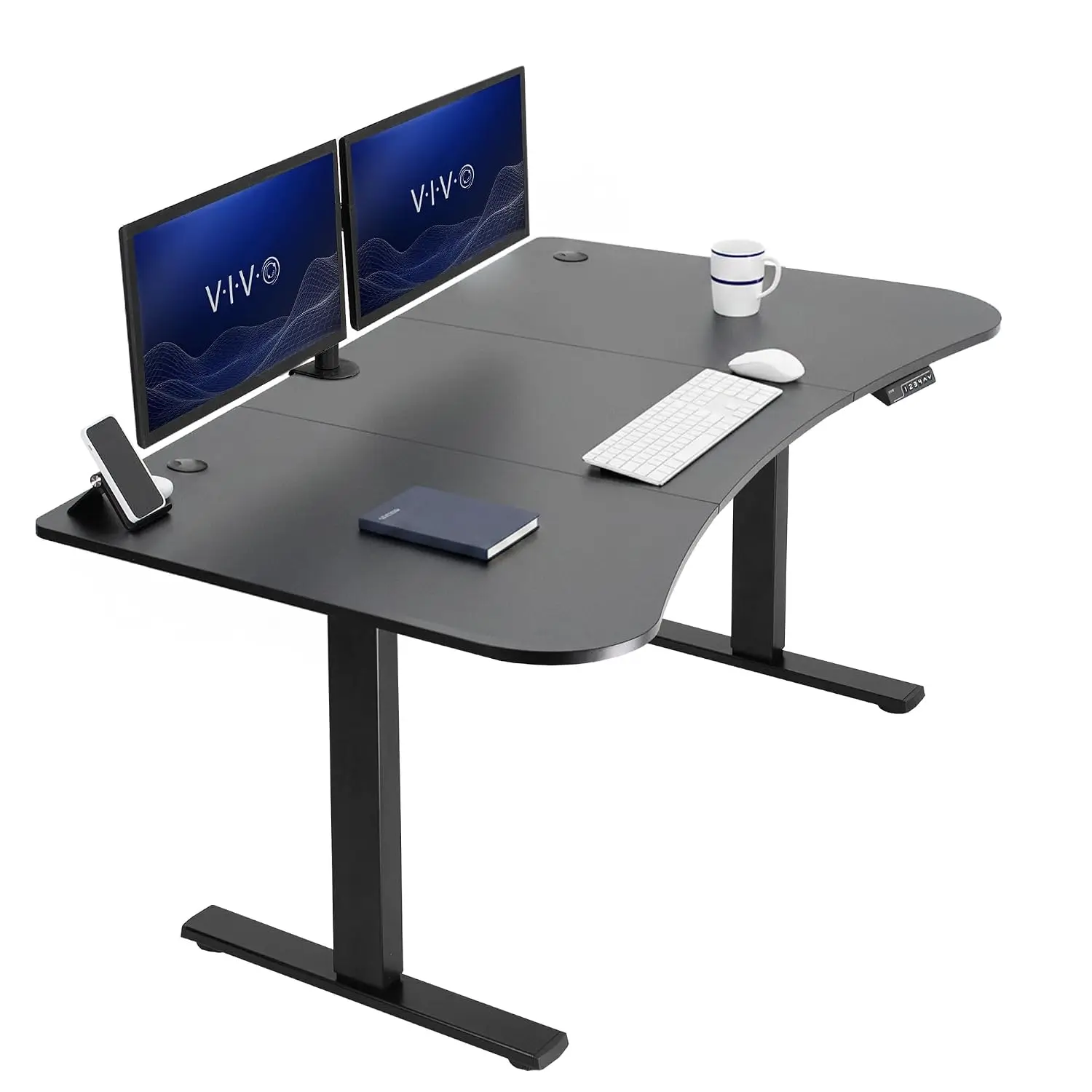 Black 63 x 32 in Standing Desk, DESK-KIT-1B1B | Electric, Holds 220 lbs, Sit Stand Up, Height Adjustable, Home, Customized