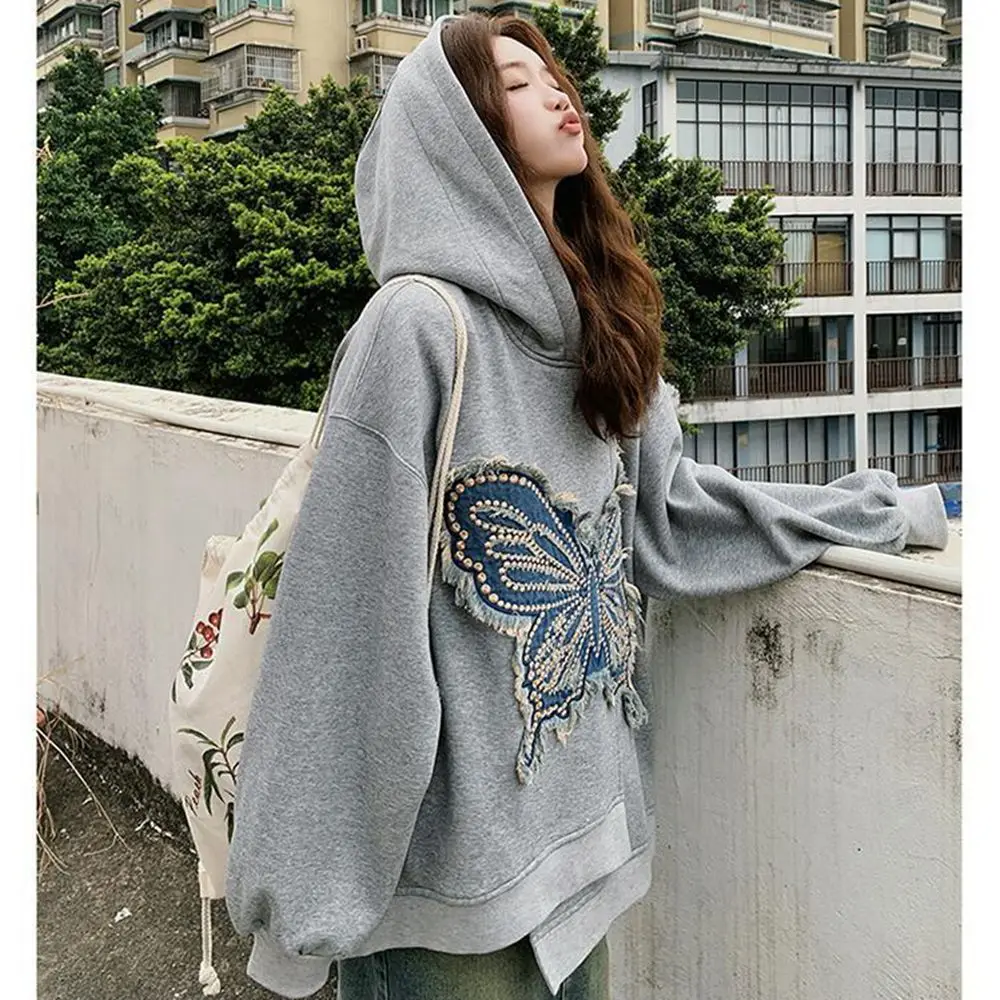 Sudadera de manga larga con capucha para mujer, jersey de talla grande 5XL, 150KG, ropa de otoño