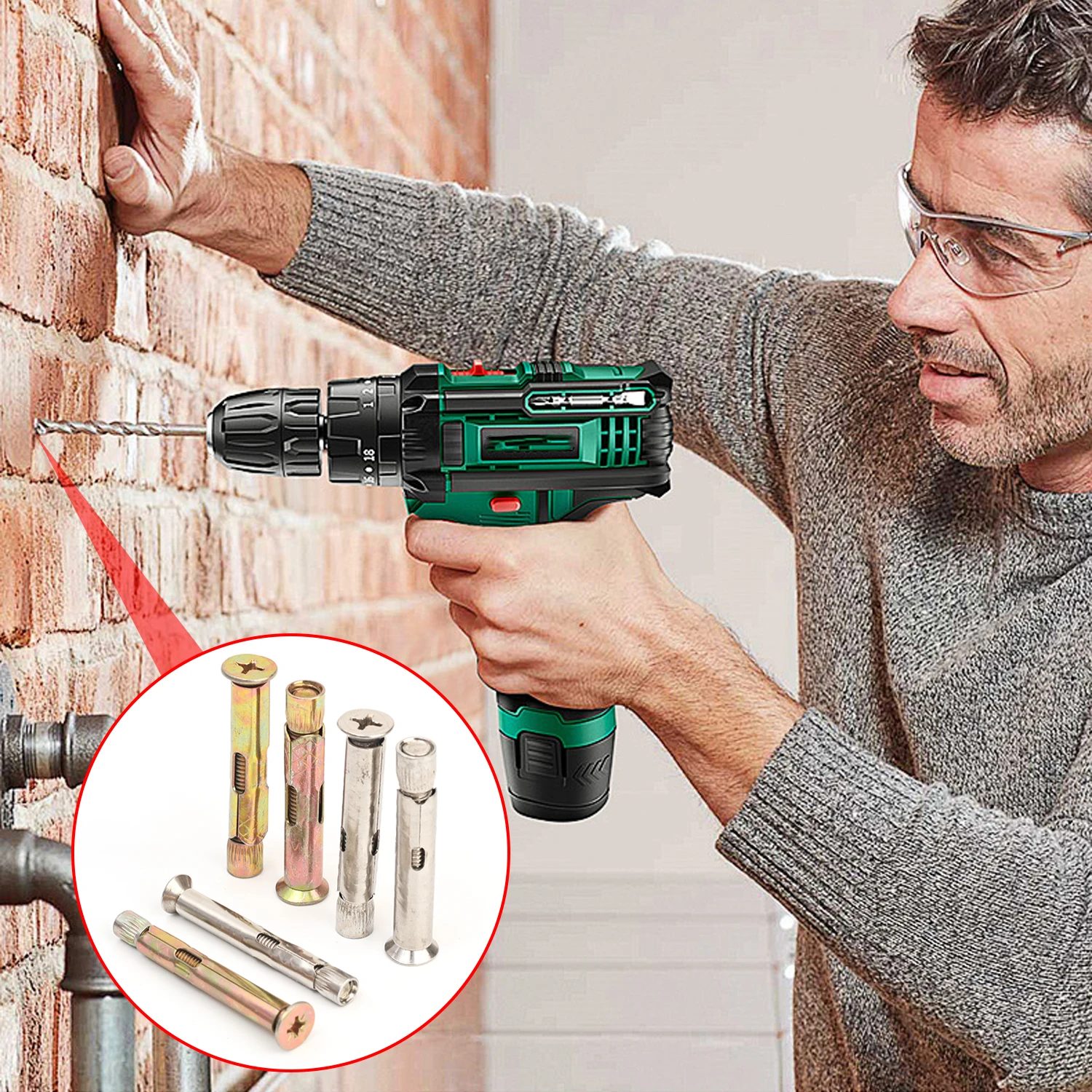 10 Stuks Zelftappende Rvs Schroeven Cross Platte Verzonken Kop Uitbreiding Bout Buis Boren Stekkers Muur Ankers Bevestigingsmiddelen