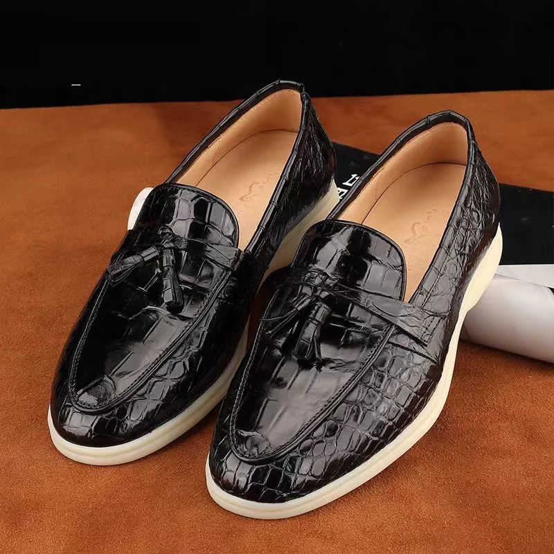 وصل حديثًا لعام 2025 حذاء كاجوال من جلد التمساح للرجال ، حذاء من الجلد الطبيعي للرجال pdd652