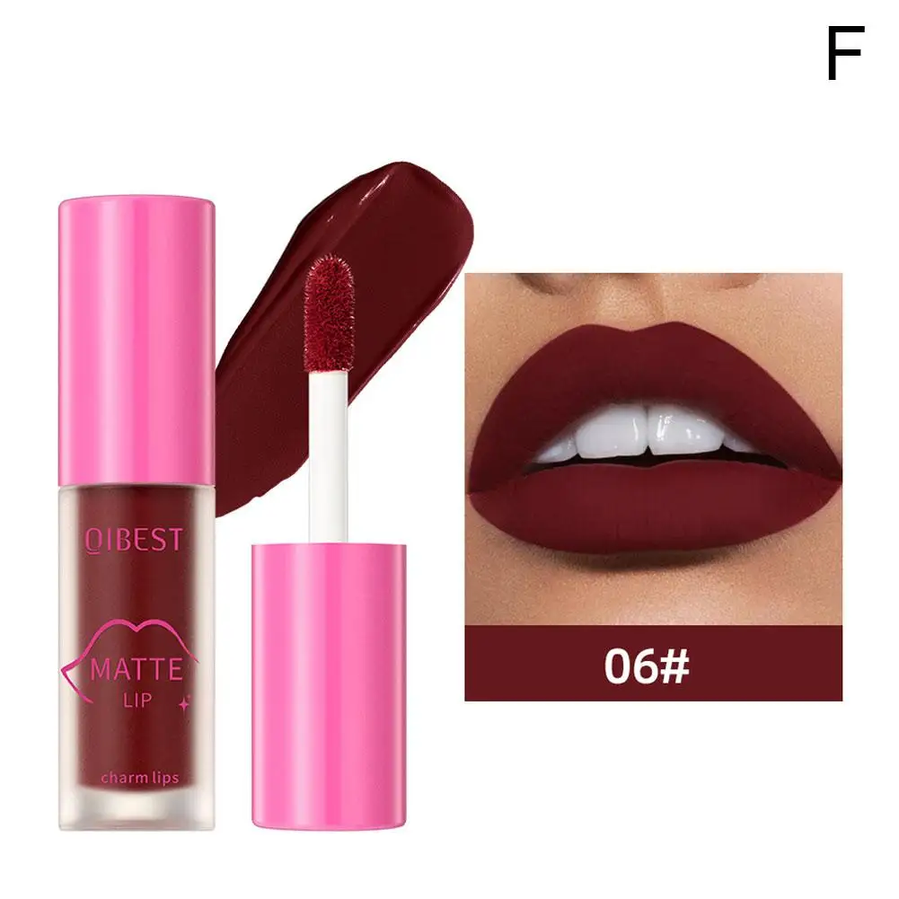 Dark Brown Lip Glaze Matte Liquid ลิปสติก Waterproof Lip เครื่องสําอาง Red Lip Pigment Tint เซ็กซี่ Velvet Lasting Gloss O7R0