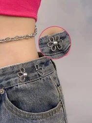 1pc Waist Metal Flower Adjustable Tighten Invisibility Decoration Couple Buckles Pants Skirts Size Change From Large To Small