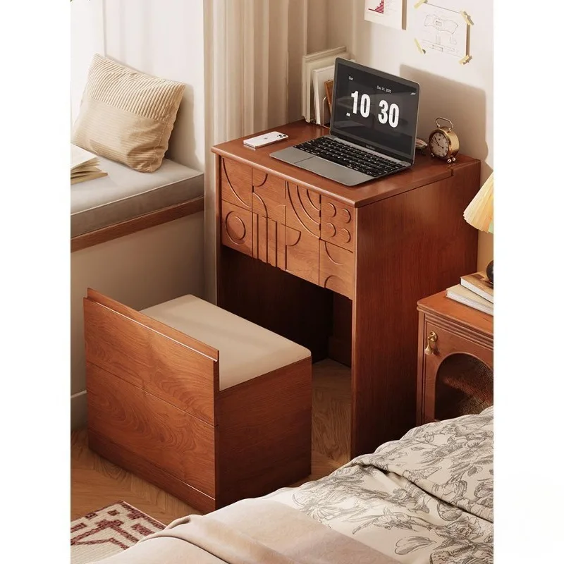 French medieval dresser, small apartment master bedroom solid wood small bedside dresser integrated cabinet