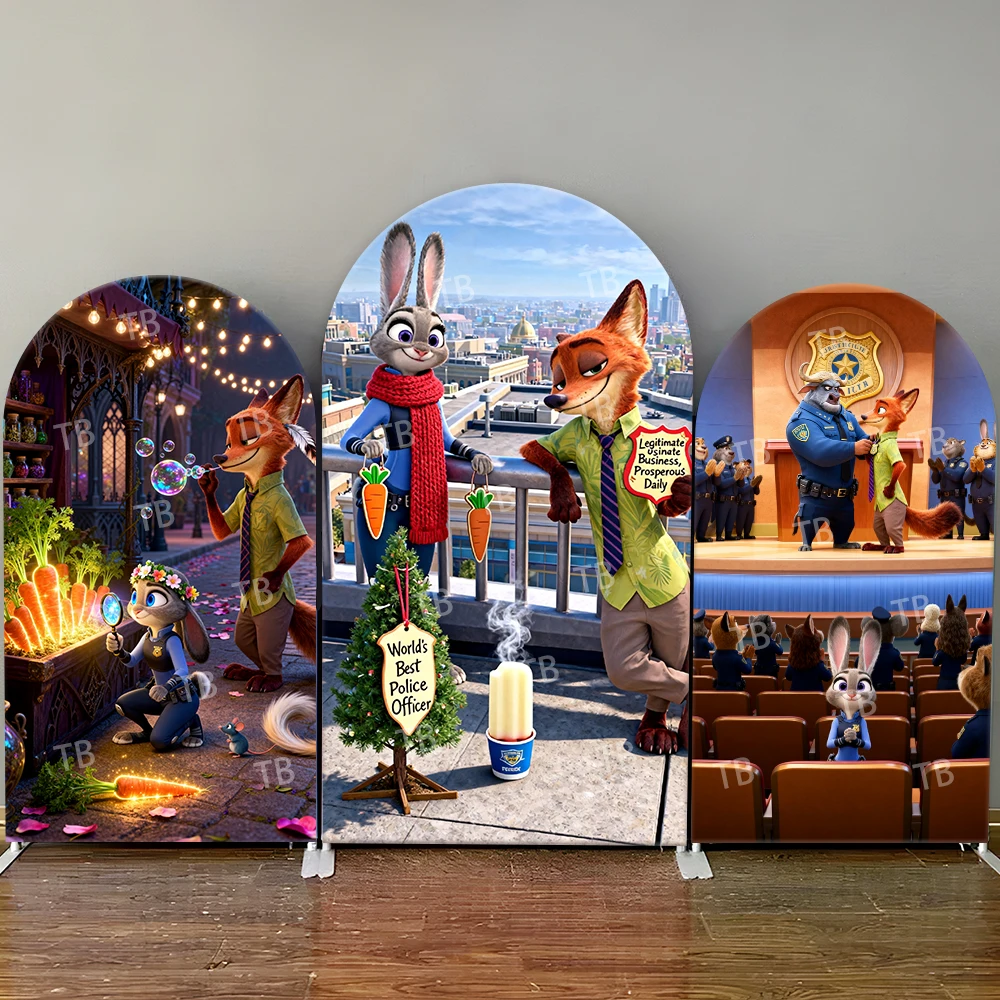 

Disney Zootopia Nick & Judy Arch Backdrop Cover Decor Photo Booth Prop for Kids Birthday and Baby Shower