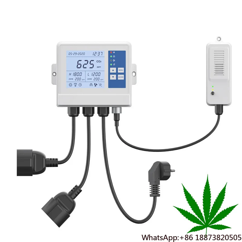 Modbus485 output Indoor plant grow climate co2 enrichment control valve 4.5m remote sensor cable digital CO2 tank controller