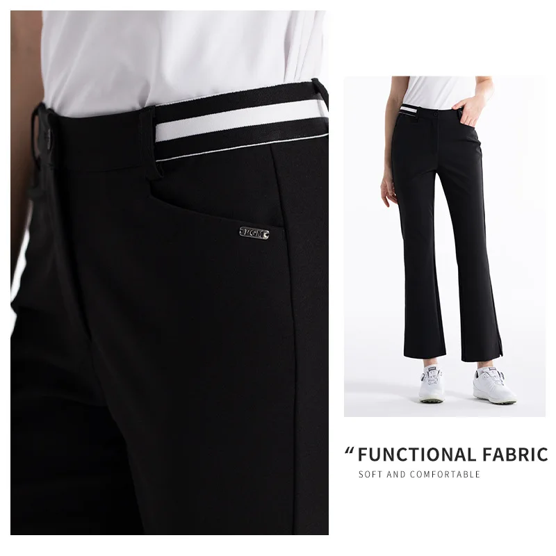 Pgm Golf Clothes Trousers Women High Elastic Pants Summer Spring Lady Casual Long Pants Quick-Drying Flared Trousers KUZ176