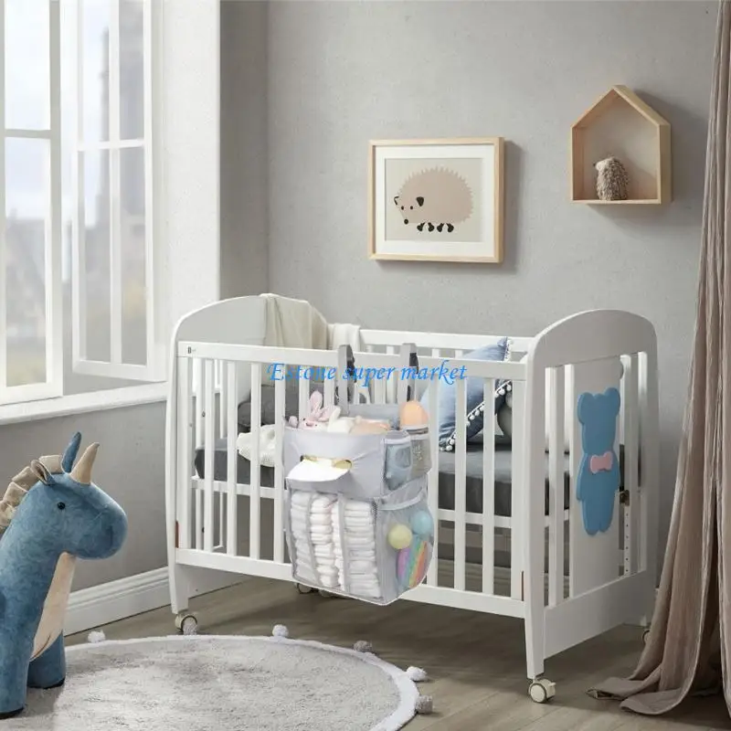 090B حقيبة تخزين ألعاب الأطفال حديثي الولادة، منظمات لسرير الأطفال بسعة كبيرة، حقيبة للحفاضات #4