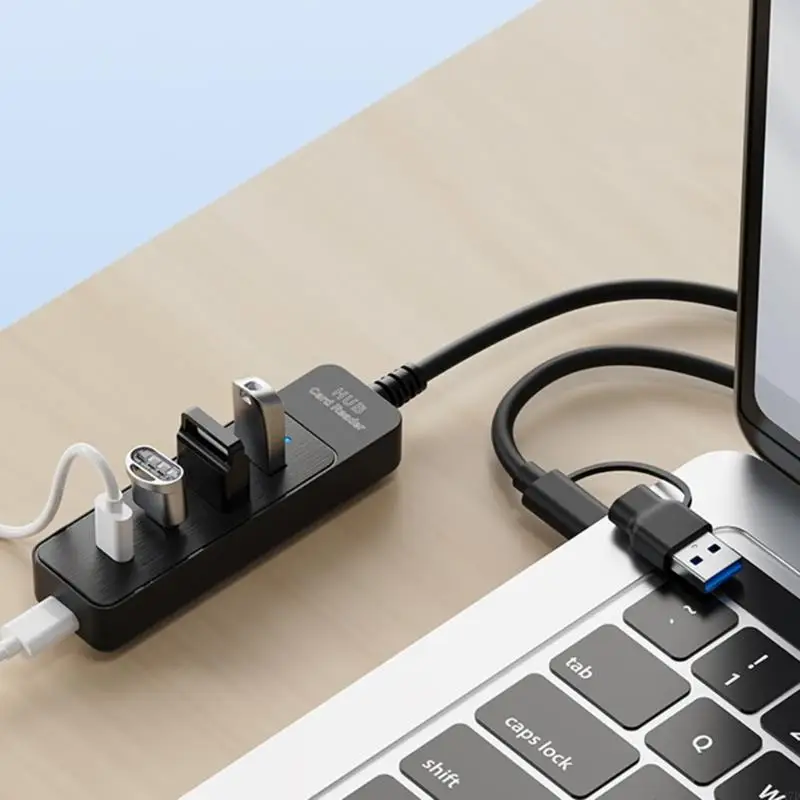 

USB Type C Hubs Adapters with 5V Input 4 Port USB3.0 USB2.0 Expansion for Laptops Desktops Tablets and Smartphones