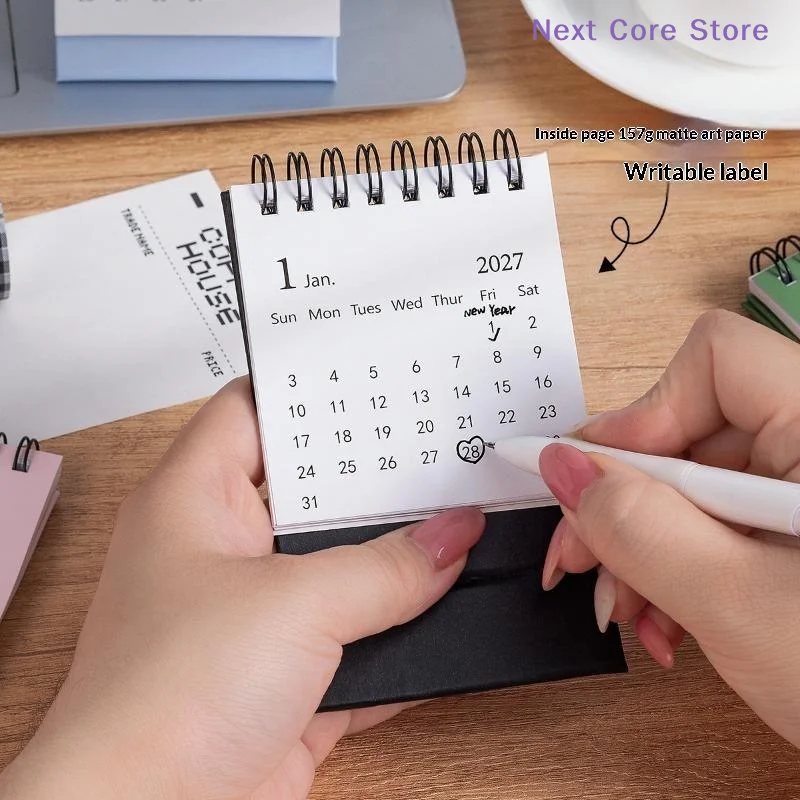 [NC]1Pcs 2027 Morandi Color Mini Desk Calendar 18 Months Desktop Plan Calendar Memo Message Small Ornaments Office Supplies[NC]