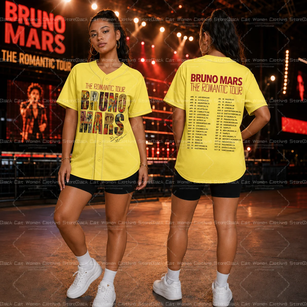 Rapper Bruno Mars The Romantic 2026 Tour Jersey Men Women Unisex Short Sleeve Hip Hop Streetwear Tops for Fans Family Matching