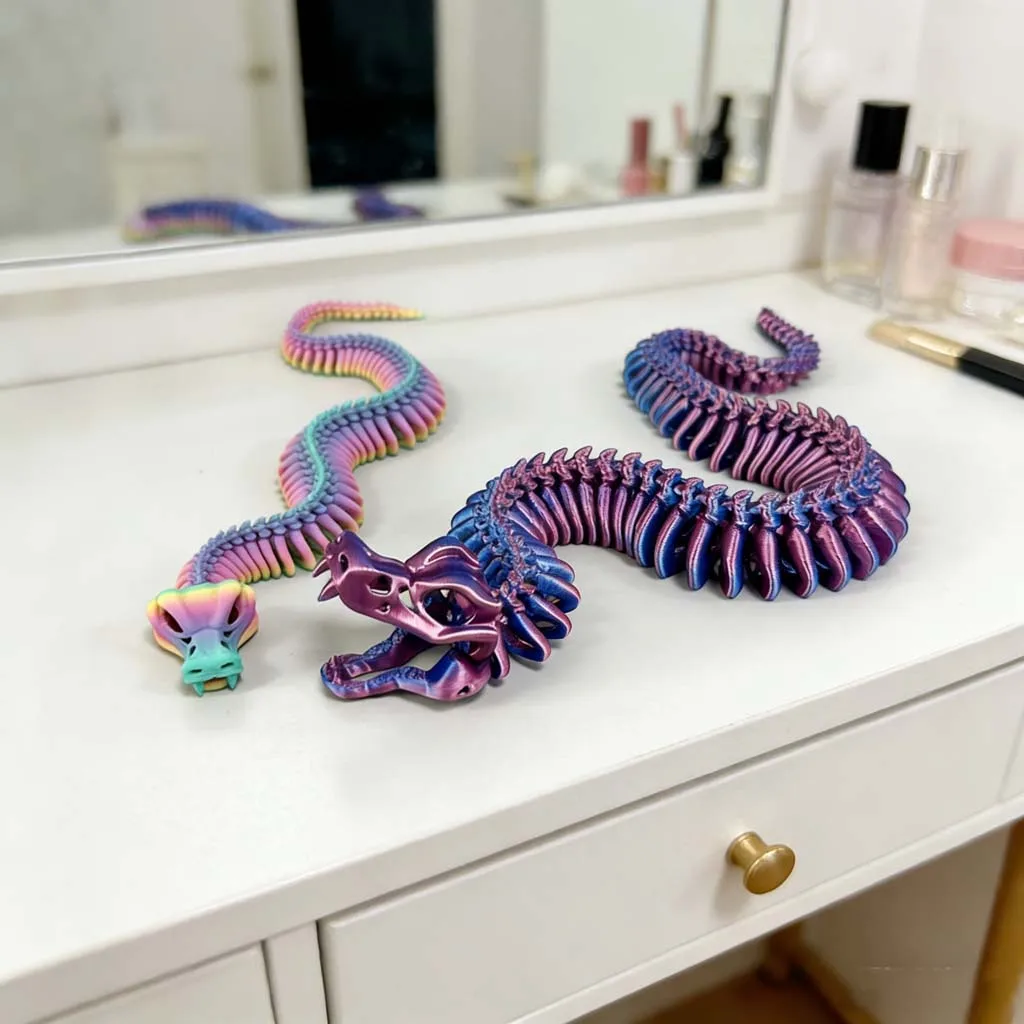 3D-gedruckte JOINT SNAKE-Statue, flexibles 3D-gedrucktes Tier, bunte Figur-Statue, Geschenke, 53 cm/20,87 Zoll, 36 cm/14,17 Zoll – Detail 10