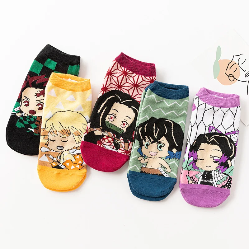 

Anime Demon Slayer Kimetsu No Yaiba Sock Short Socks Cosplay Prop Anime Kamado Tanjirou Kamado Nezuko Cotton Socks Halloween