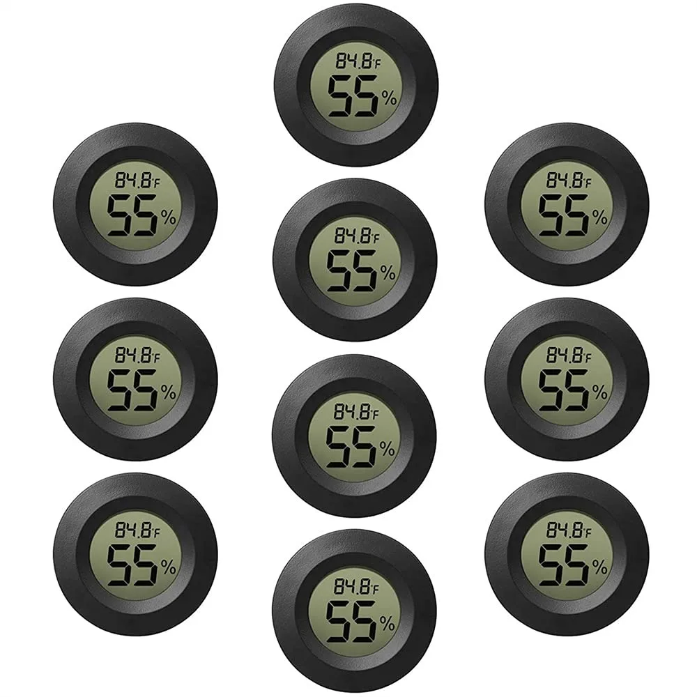 

10-Pack Mini Thermometer Hygrometer, Small Digital Temperature Humidity Meter Indoor LCD Display for Greenhouse, Garden, Cellar