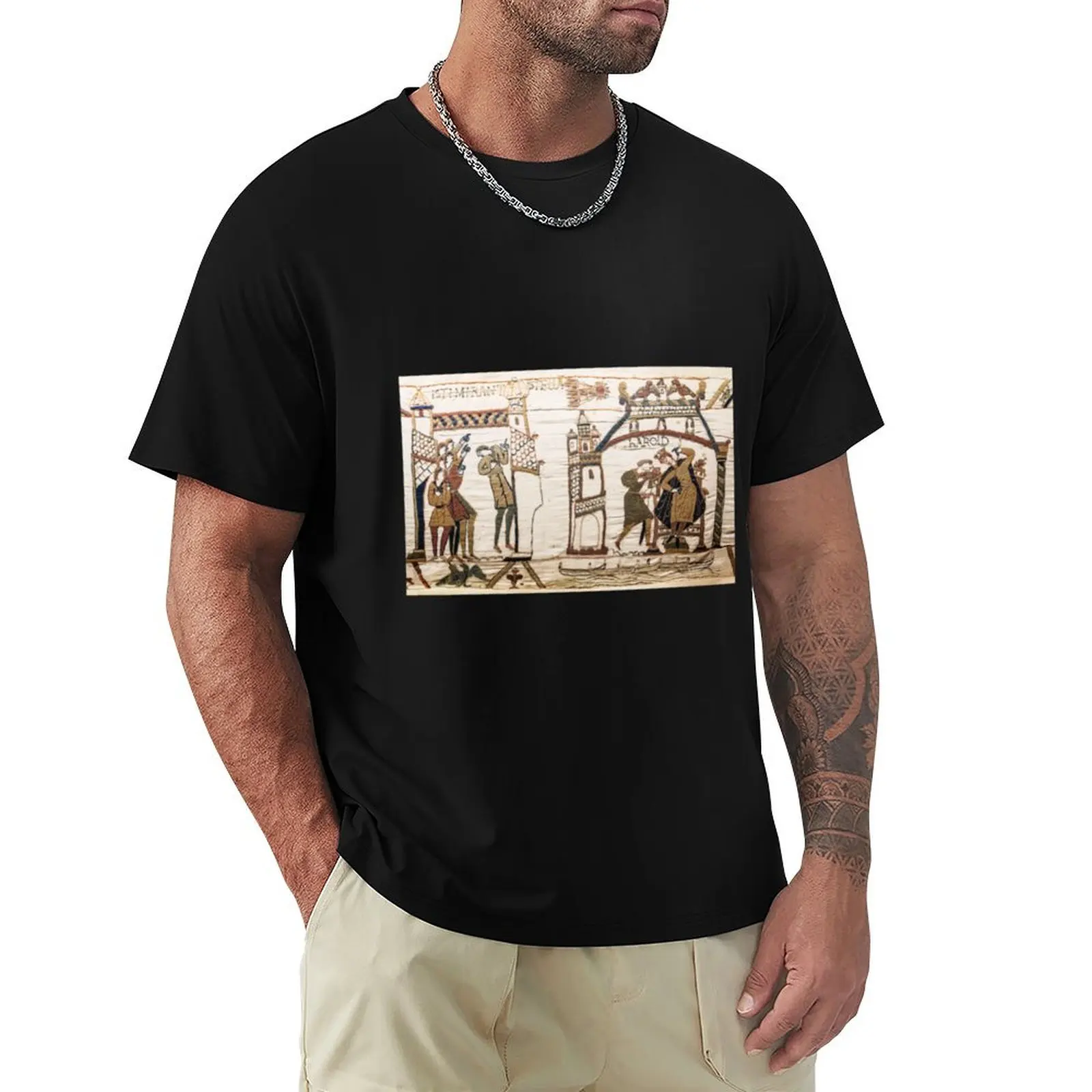 

Bayeux Tapestry, Halley_s Comet of 1066, Astronomy T-Shirt Fitness Training Breathable Tee