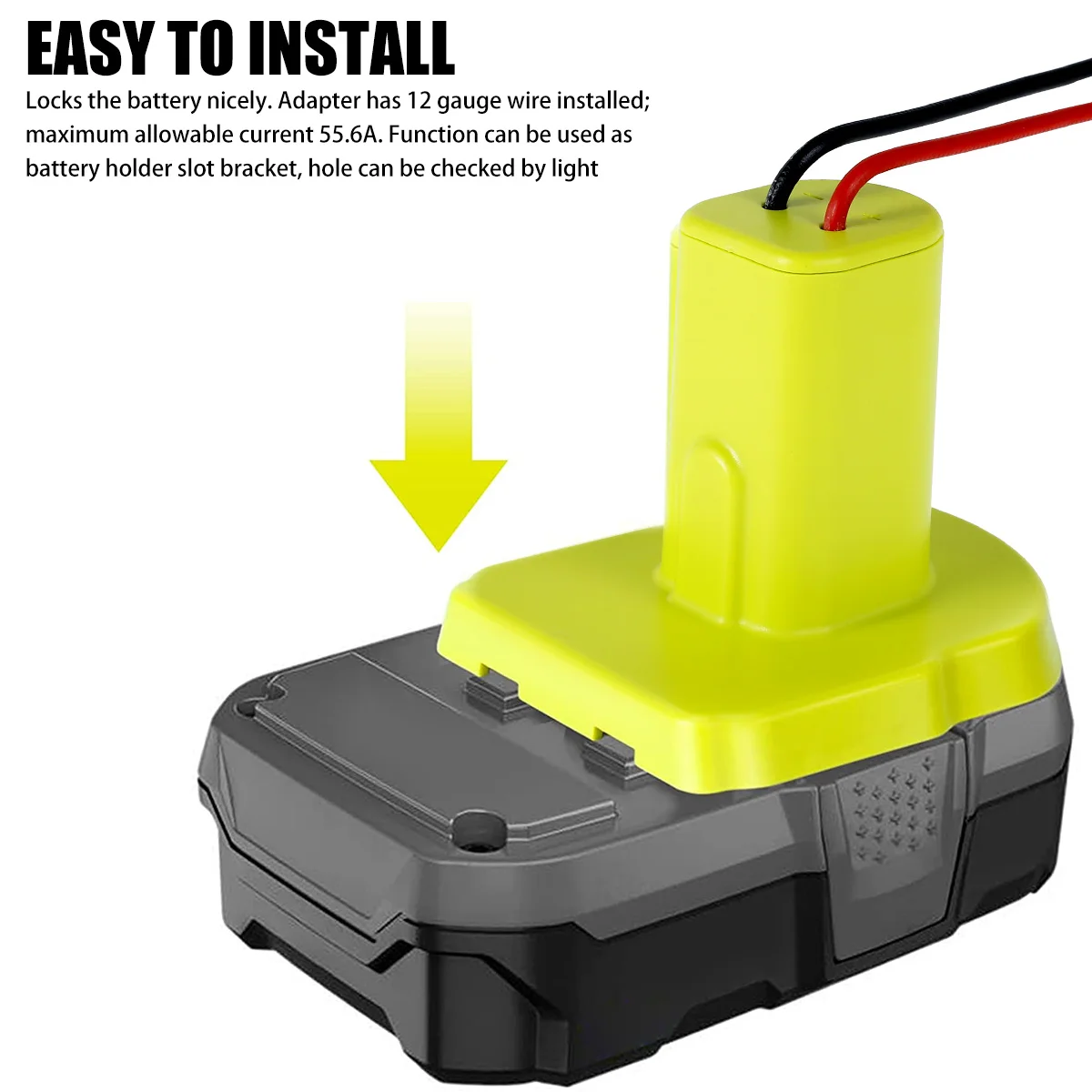 Ryobi Lithium Ion Battery 18V Power Wheels Adapter Tool Battery Adapter Portable Insulated Battery Connector for Work Lamp Toy