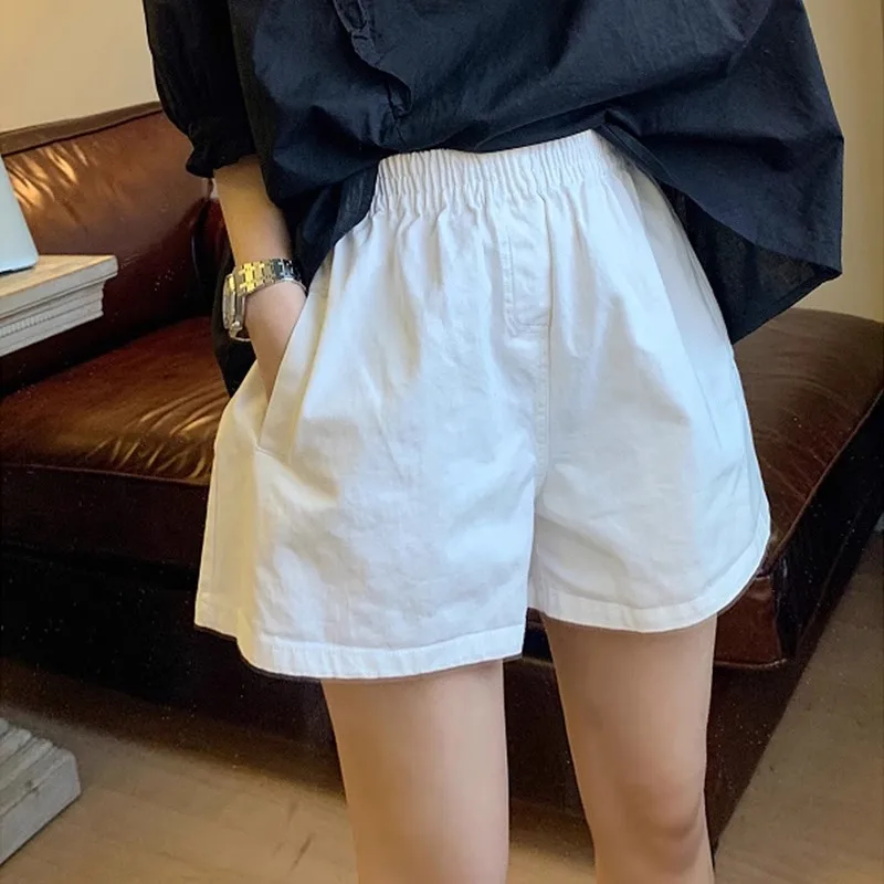 Hot Selling American Retro Spicy Girl White Casual Sports Summer Girl Thin Fit Loose Small Casual Versatile Five Point Shorts