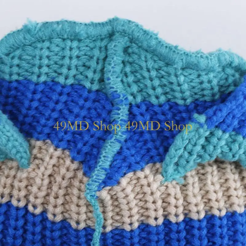 

49MD All-match Warm Hip-hop Cap for Cat Ear Patch Knitted Hat Elastic Pullover Cap for Couples Photography Prop