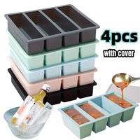 1/4pcs Large Rectangular Ice Cube Mold Set with Lid Stackable Freezer Trays for Bottles Beverages Long Cubes Mould Kitchen Items