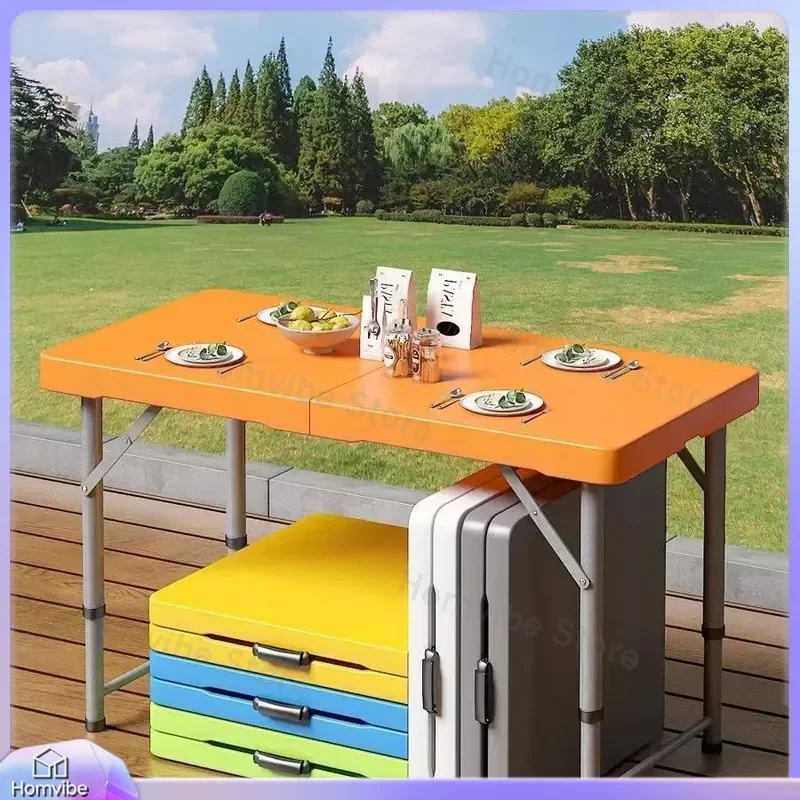 Folding Table Height Adjustable Outdoor Picnic Simple Plastic Household Portable Study Desk Modern Storage Table and Chairs