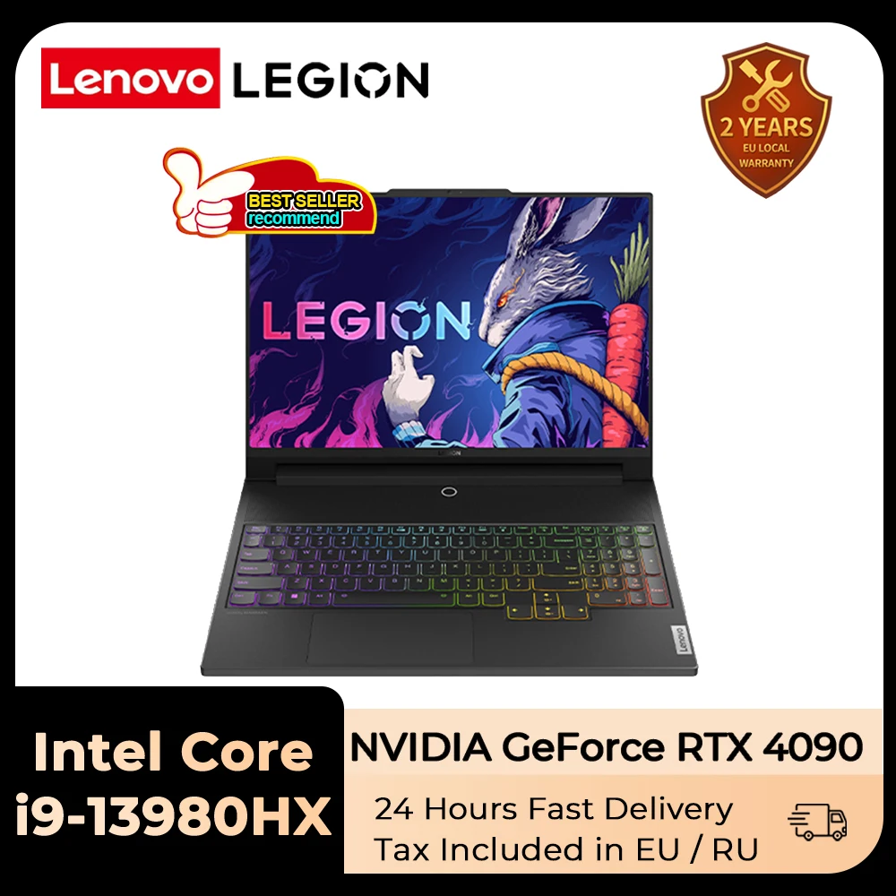 Lenovo-ordenador portátil Legion Y9000K 2023 Esports, i9-13980HX, RTX 4090, 64 GB de RAM, 2T, SSD, 3,2 k, 165Hz, pantalla LED, 16 pulgadas