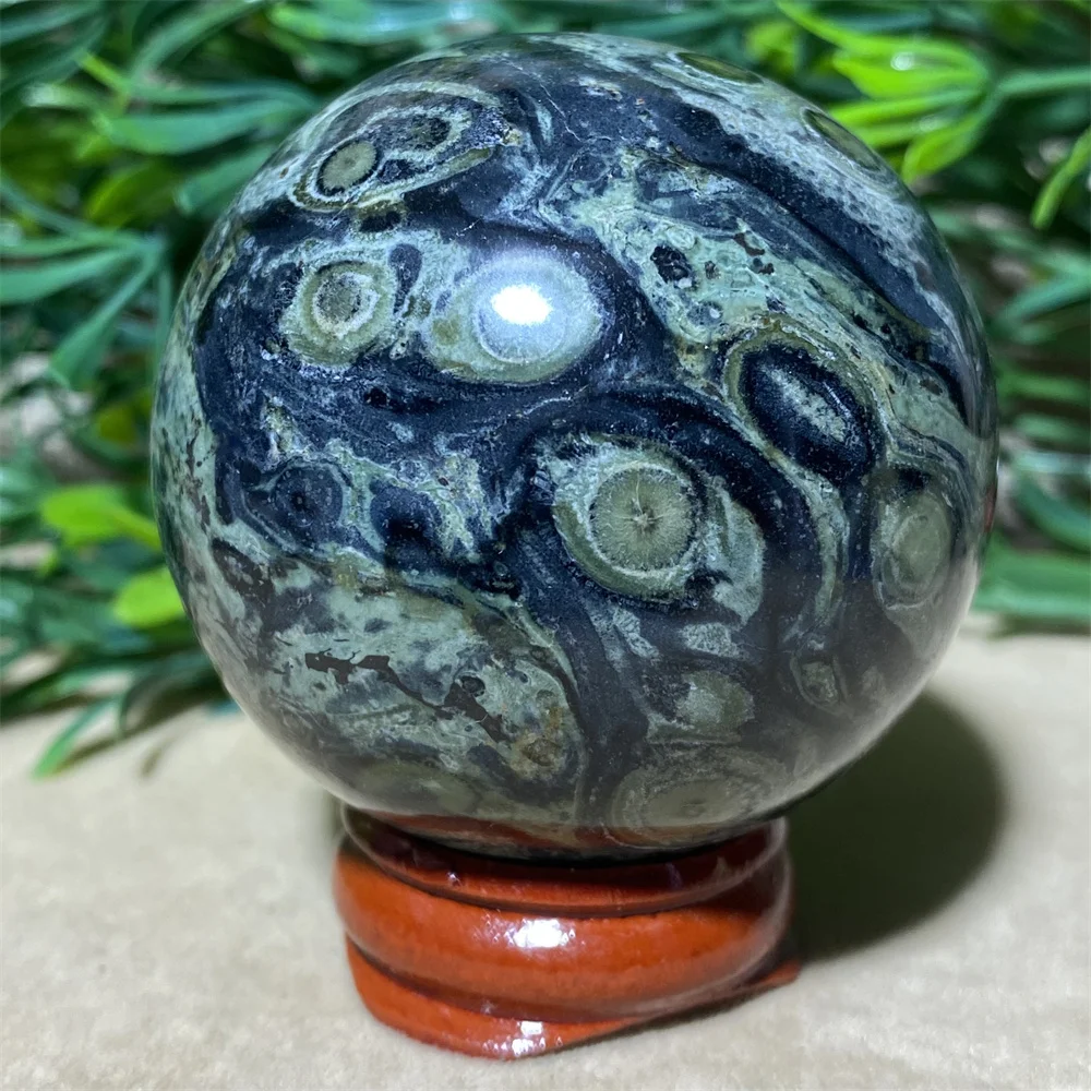 Natural Crystal Kalbaba Sphere Peacock Eye Quartz Ball Healing Reiki Minerals  Stone Spiritual Home Decoration Room + Stand