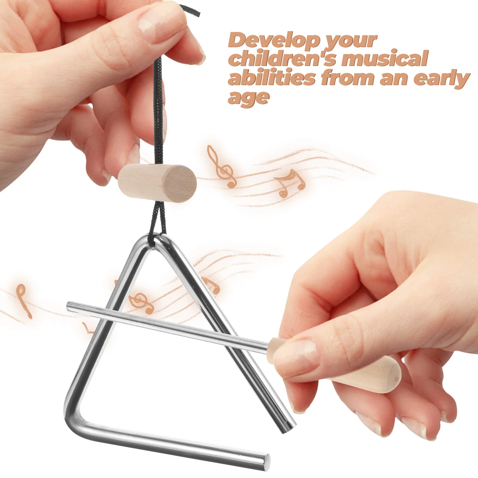 

Triangle Iron Teaching Aids Music Instrument Toy Kids Percussion Musical Hand Triangles Instruments