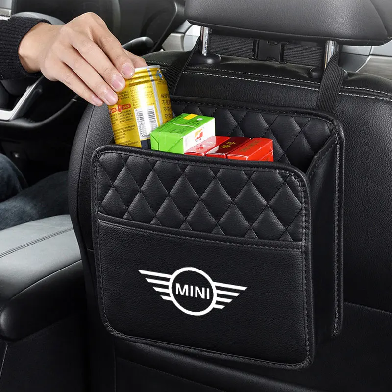 Leather Black Car Seat Middle Storage Bag Auto Handbag For Mini Cooper S R55 R56 R50 R53 R60 F55 F56 Countryman Car Accessories