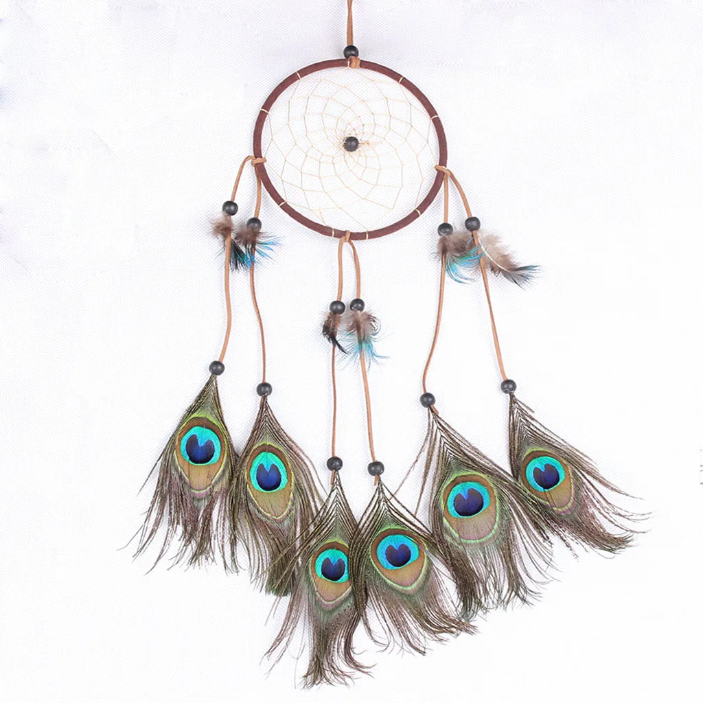 Peacock Feathers Dream Catcher Vintage Style Room Decoration Art Collectable