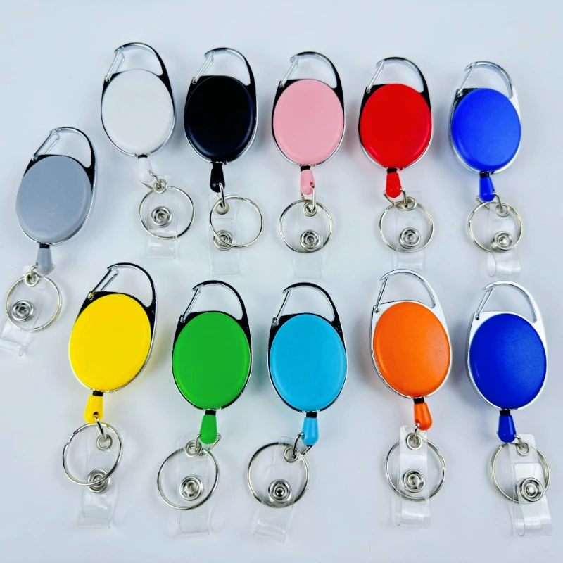 Plastic Zinc Alloy Badge Reel Retractable Easy To Pull Working Permit Case Pass Card Clip for Staff Nurse Keychain Badge Reels