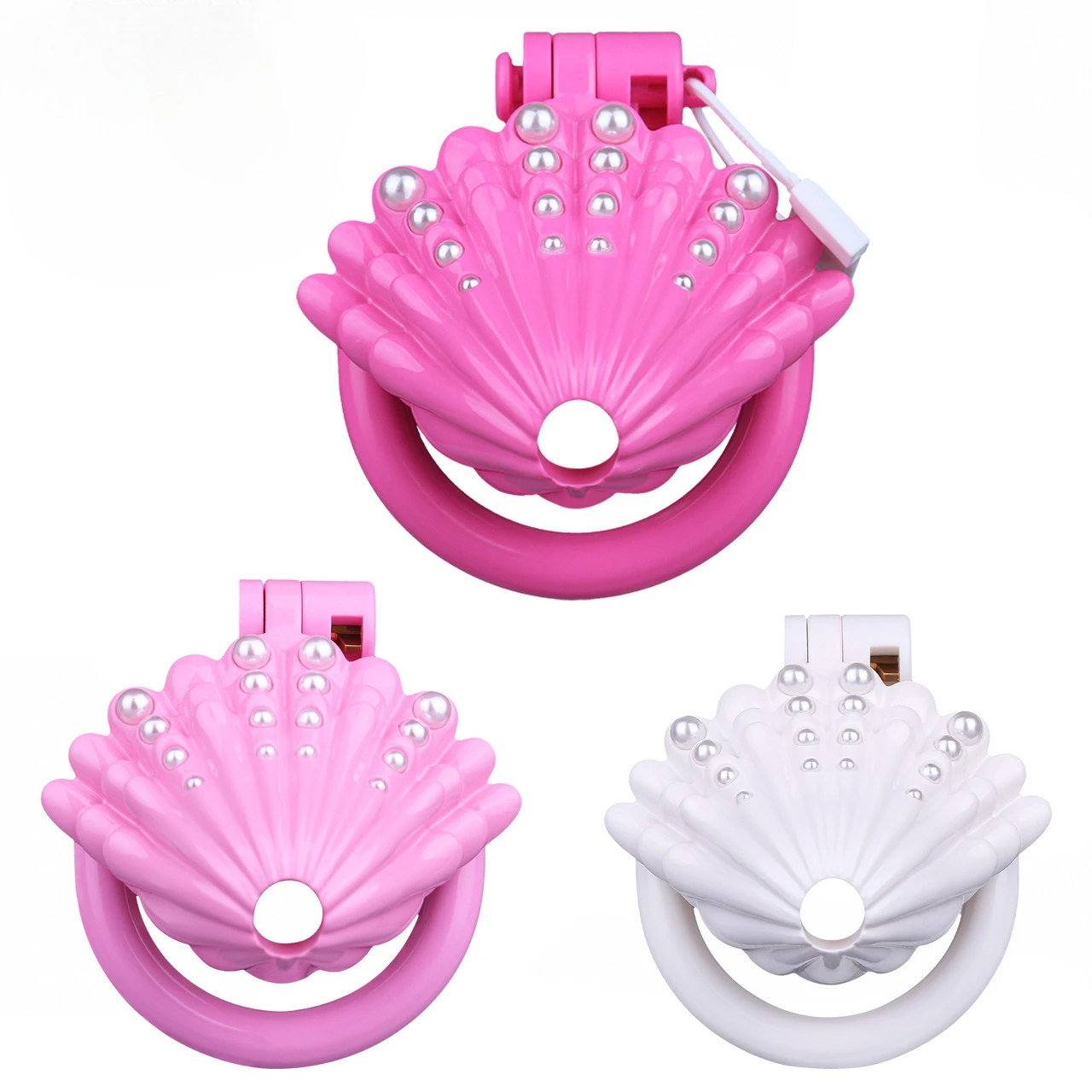 Adult Games FRRK Seashell Design Chastity Cage, ABS Resin Men's Intimate Device Sex Toy