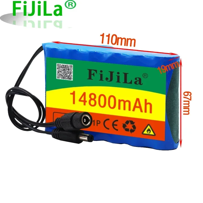 100% original 12V battery pack 14.8Ah 18650 Rechargeable Lithium Ion   capacity DC 12.6V 14800mAh CCTV Cam Monitor