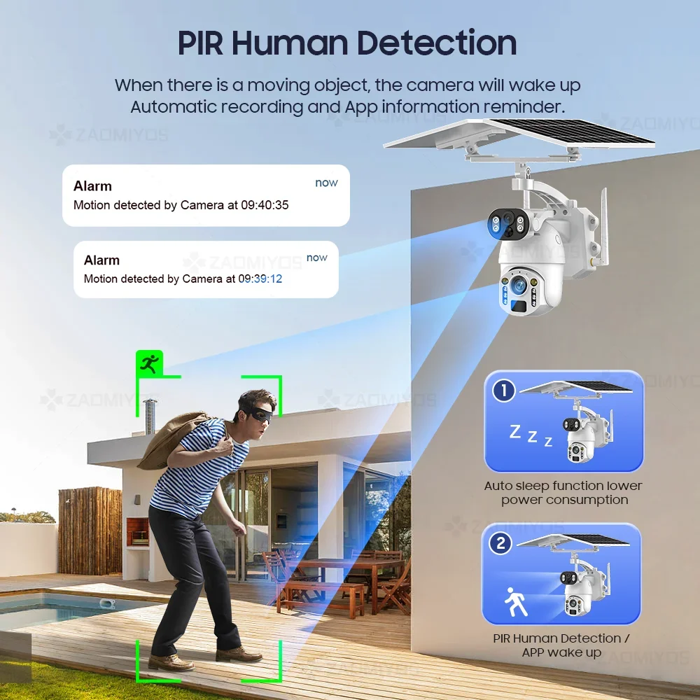 Cámara Solar 4K para exteriores, 4G Sim, 8MP, lente Dual, Zoom 50X, vigilancia, WIFI, CCTV, PTZ, seguridad, visión nocturna, seguimiento humanoide, IP