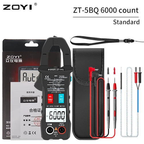 Zoyi ZT-QB9 Digitale Klem Meter Dc/Ac Stroom 6000 Telt Multimeter Ammeter Spanningstester Auto Amp Hz Capaciteit Ncv Ohm Test
