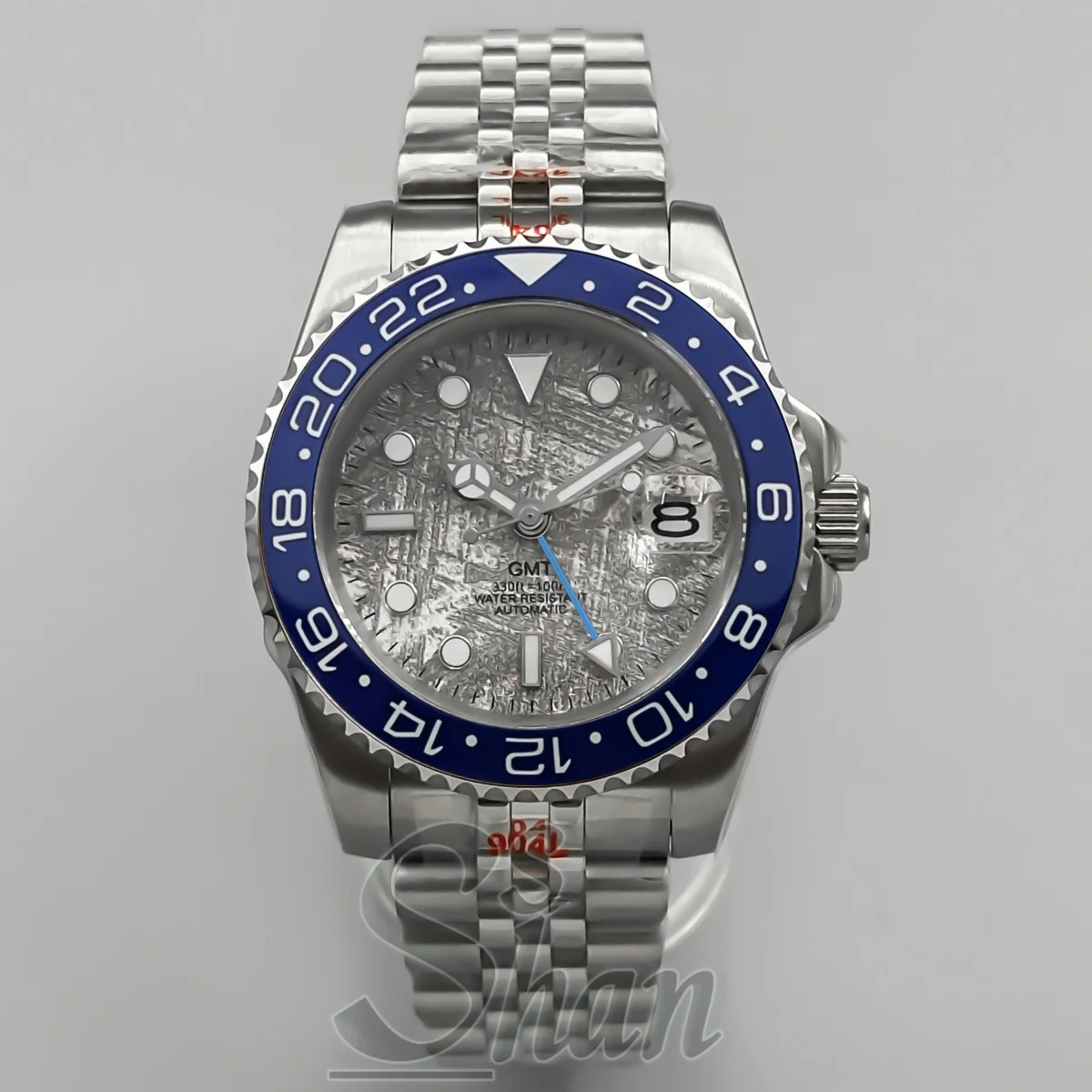 40mm luxury men's watch NH34 movement GMT automatic mechanical watch sapphire glass meteorite pattern dial green luminous watch