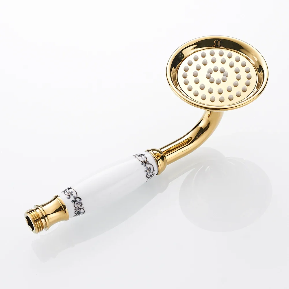 Shower Heads Antique Brass Bathroom Hand Held Shower Sprayer Head Black Gold Chrome Brass&Porcelain Hand Shower Head 4