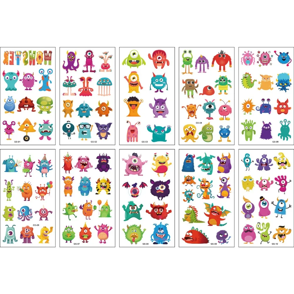 Tatuaje luminoso pegatina de alto sentido dibujos animados para niños unicornio dinosaurio sirena tatuaje temporal pegatina 10 piezas