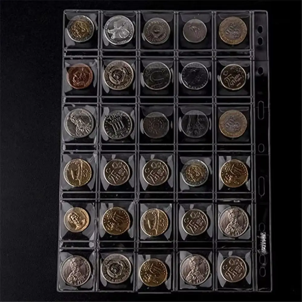 12/20/30/42 Pocket Coin Binder Page PVC Transparent Inside Pages Coin Album Page Replaceable Badge Protector for Coins&Badge