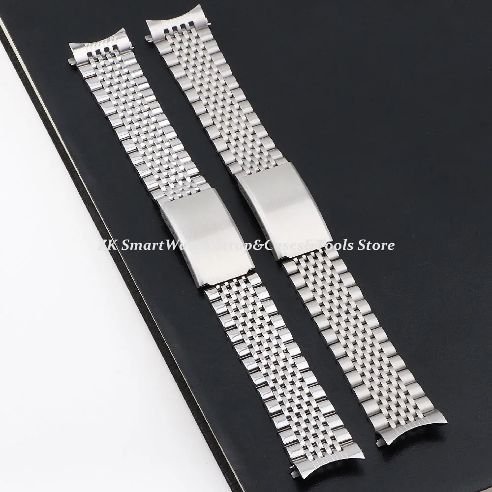 Curved End Solid Stainless Steel Watch Strap 12 14 16 18 20 21 22 24mm Metal Band Butterfly Buckle Universal Barcelet Watchband