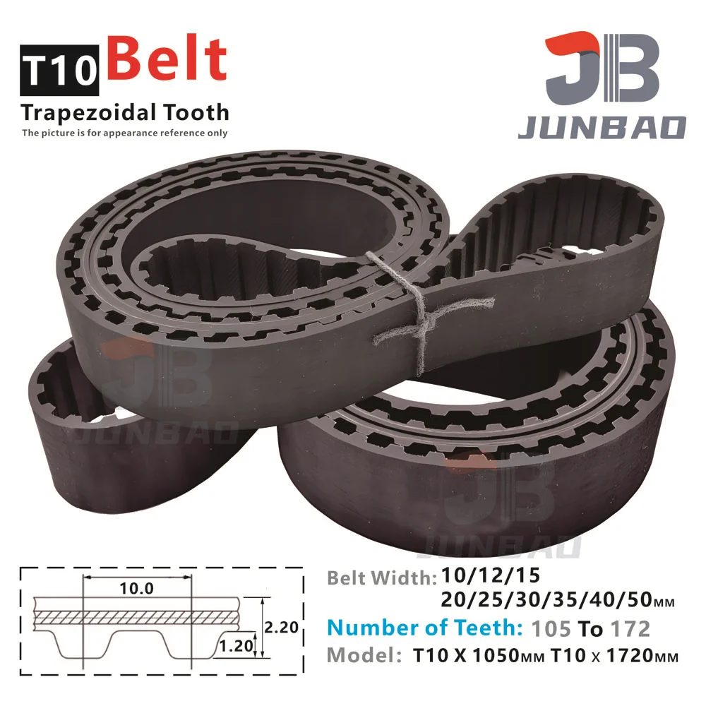 Trapezoidal Tooth T10-Type Timing Belt Pitch Length LP=1050MM To 1720MM Width 10 12 15 20 25 30 40 50MM Synchronous Teethed Belt