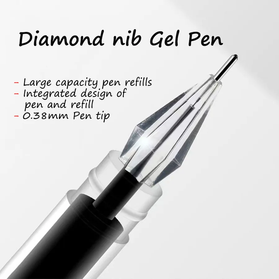 3pcs/mix Diamond tip Gel Pen Fine 0.38mm Large-capacity Black/Blue/Red ink Exam Signing Writing School Office Supplie Stationery