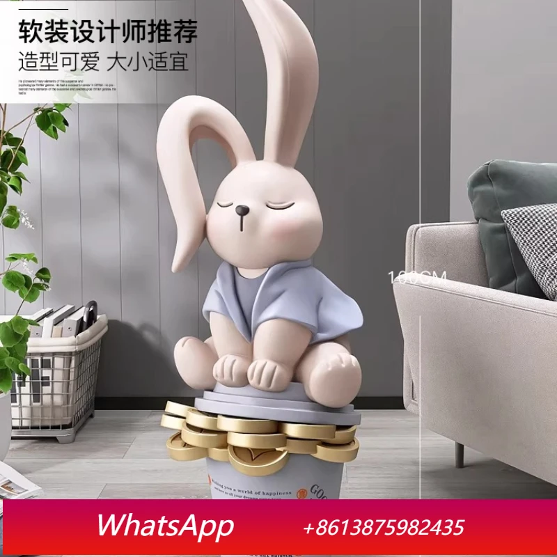 CX Fa Cai Rabbit Large floor-to-ceiling ornaments Living room TV cabinet Next to sofa Home accessories