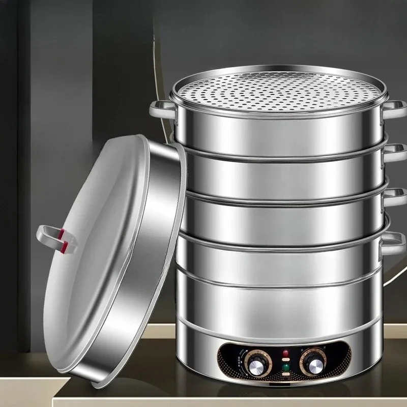Multifunctional household three-layer stainless steel large-capacity multi-layer electric steamer