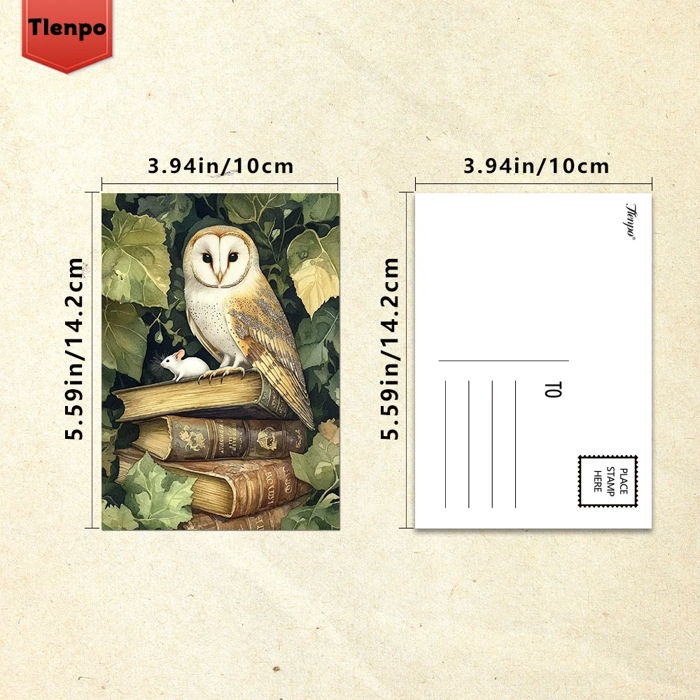 32pcs, Forest Bookshop postcards,   animal collage cards, wall art cards, planner cards, greeting cards, greeting card gift sets